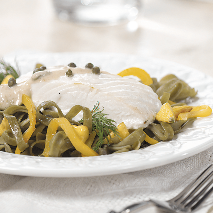 A combo pack of fresh Halibut and Rockfish displayed together.