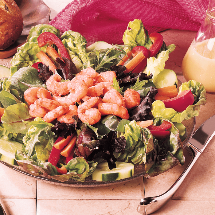 A pile of freshly cooked wild pink shrimp, ready to be served.