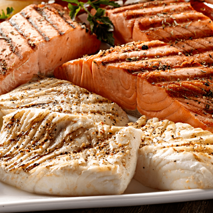 A combo pack of King Salmon, showcasing both fresh and smoked variants.