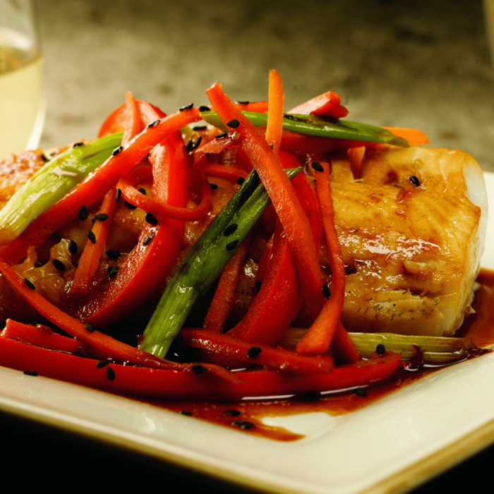 A combo pack of fresh Halibut and Black Cod fish.