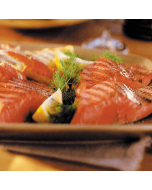 A variety pack of wild salmon products including canned salmon, smoked salmon, and salmon jerky.